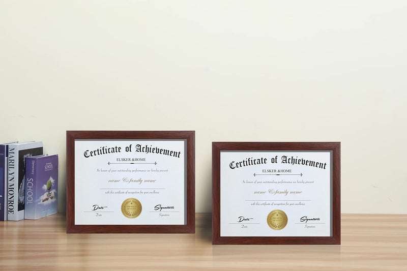 ELSKER&HOME 8.5x11 Certificate Frame - Classic Coffee Color Frame - Document&Certificate - Displays Diploma 8.5x11 Inch - for Degree/Award(2 Pack) - Image 2